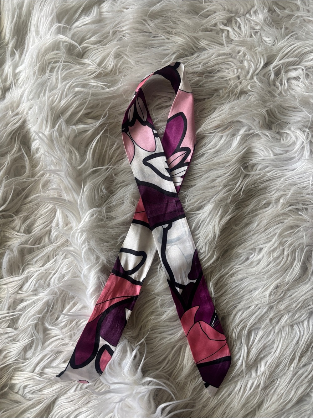 Silk Floral Pink & Purple Twilly Scarf